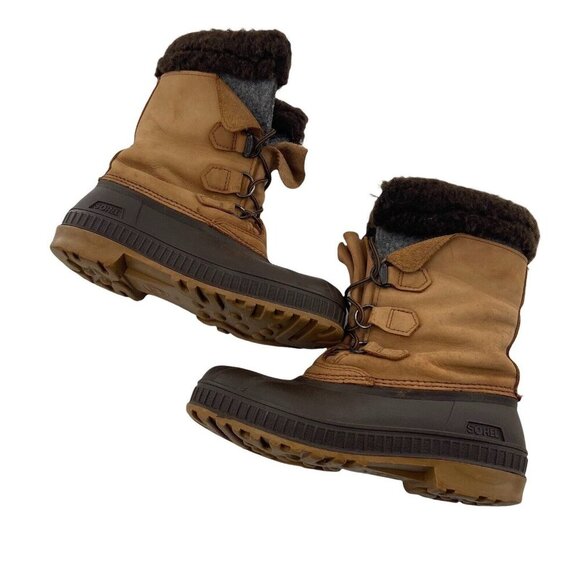 Sorel Womens Snow Boots size 6 Leather Waterproof Winter Brown Tan - Picture 1 of 6